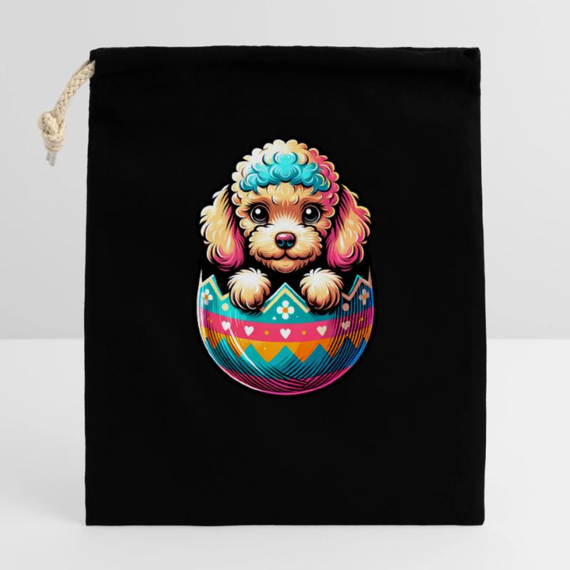 Easter Egg Easter Egg Dog Poodle Hatches From The Egg Closable cotton gift bag (25x30cm)
