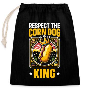 Amateur de chiens de maïs Restauration rapide Saucisses gastronomiques Corndog - Sac cadeau en coton avec cordon (25 x 30 cm) - noir - Devant