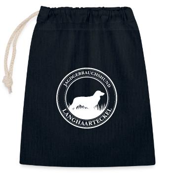 Langhaarteckel Jagdgebrauchshund Jagdhund Wilsigns - Verschließbarer Geschenkbeutel aus Baumwolle (25x30cm) - Navy - Vorne