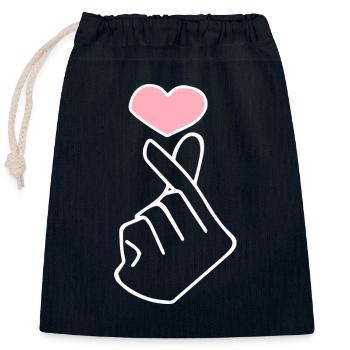 K-pop - Sac cadeau en coton avec cordon (25 x 30 cm) - bleu marine - Devant