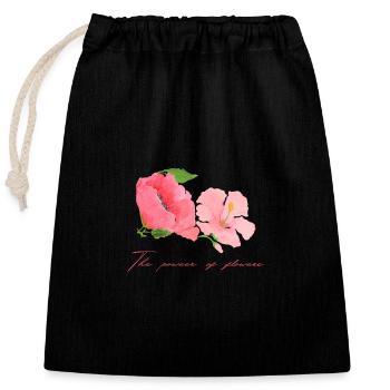 Sweet Blossom Motif Pink Red Mother's Day Flower Power - Closable cotton gift bag (25x30cm) - black - Front