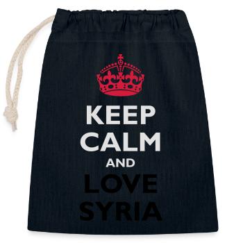 Keep Calm & Love Syria - Sac cadeau en coton avec cordon (25 x 30 cm) - bleu marine - Devant