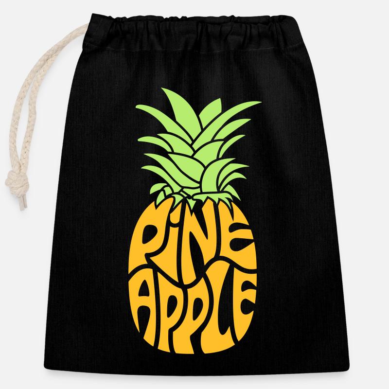 Ananas - Verschließbarer Geschenkbeutel aus Baumwolle (25x30cm) - Schwarz