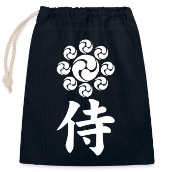 Samurai emblem of the Uesugi clan (white) - Closable cotton gift bag (25x30cm) - navy - Front