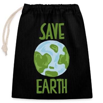 Save Earth Nachhaltig Klimawandel - Verschließbarer Geschenkbeutel aus Baumwolle (25x30cm) - Schwarz - Vorne