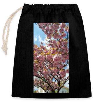 Sakura Flowers - Closable cotton gift bag (25x30cm) - black - Front