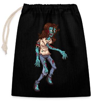 Walking Zombie - Closable cotton gift bag (25x30cm) - black - Front