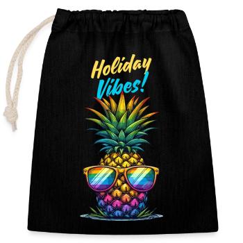 Pineapple Holiday Vibes Holiday Sunglasses Summer - Closable cotton gift bag (25x30cm) - black - Front