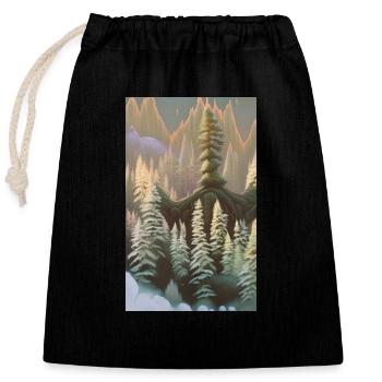 Fantasie-Winterlandschaft Schnee - Verschließbarer Geschenkbeutel aus Baumwolle (25x30cm) - Schwarz - Vorne