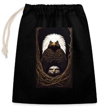 Aigle | Oiseaux | Liberté | Animaux - Sac cadeau en coton avec cordon (25 x 30 cm) - noir - Devant