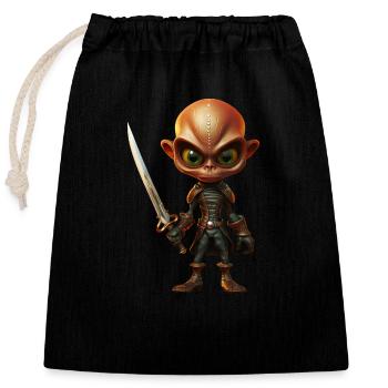 Alien pirate with saber - Closable cotton gift bag (25x30cm) - black - Front
