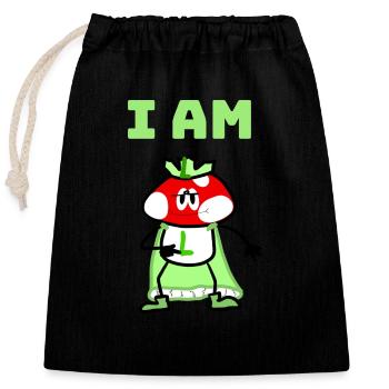 I am L! - Closable cotton gift bag (25x30cm) - black - Front