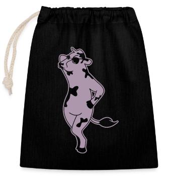 Elegant Cow Model Silhouette Farm - Closable cotton gift bag (25x30cm) - black - Front