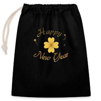 Bonne année Réveillon du Nouvel An - Sac cadeau en coton avec cordon (25 x 30 cm) - noir - Devant