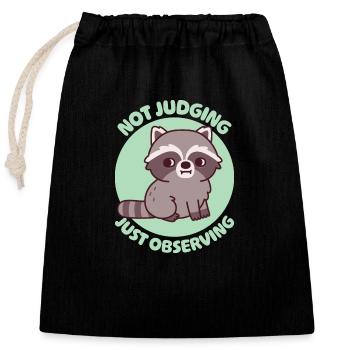 Œil latéral mignon de raton laveur Ne pas juger Juste observer - Sac cadeau en coton avec cordon (25 x 30 cm) - noir - Devant