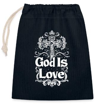 Dieu est Amour Jésus-Christ Foi Espérance Spru - Sac cadeau en coton avec cordon (25 x 30 cm) - bleu marine - Devant