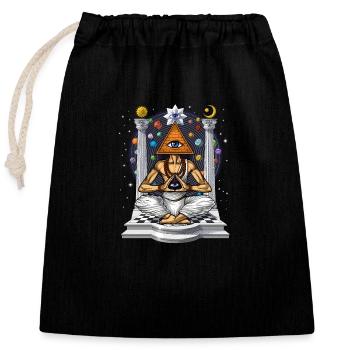 Pyramide Illuminati - Sac cadeau en coton avec cordon (25 x 30 cm) - noir - Devant