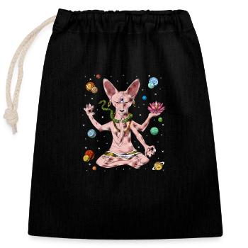 Sphynx Katzen Meditation - Verschließbarer Geschenkbeutel aus Baumwolle (25x30cm) - Schwarz - Vorne