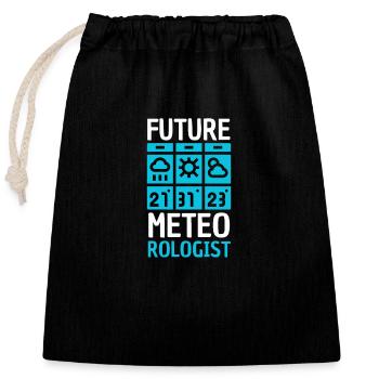 Jeu de mots météorologique pour météorologue - Sac cadeau en coton avec cordon (25 x 30 cm) - noir - Devant