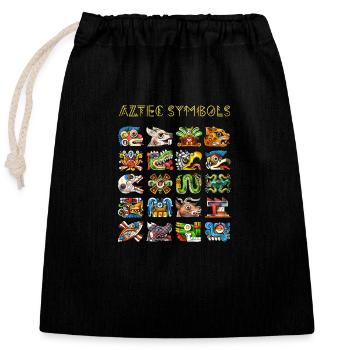 Symboles aztèques - Sac cadeau en coton avec cordon (25 x 30 cm) - noir - Devant