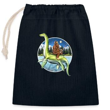 Bigfoot Loch Ness Monster Angeln - Verschließbarer Geschenkbeutel aus Baumwolle (25x30cm) - Navy - Vorne