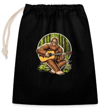 Bigfoot spielt akustische Gitarre - Verschließbarer Geschenkbeutel aus Baumwolle (25x30cm) - Schwarz - Vorne
