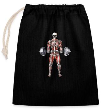 Entraînement de remise en forme du squelette - Sac cadeau en coton avec cordon (25 x 30 cm) - noir - Devant