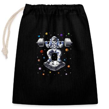 Astronaut Fitness Squats - Closable cotton gift bag (25x30cm) - black - Front