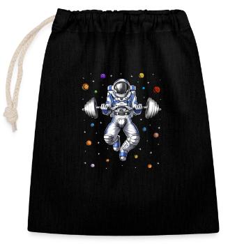 Astronaut Fitness Squats - Closable cotton gift bag (25x30cm) - black - Front