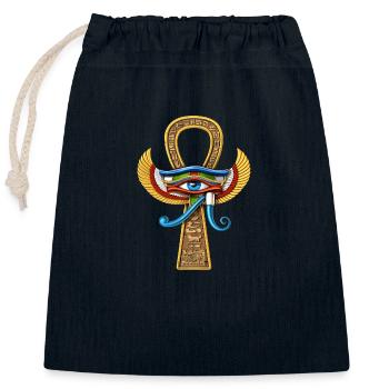 Ägyptisches Auge des Horus Ankh - Verschließbarer Geschenkbeutel aus Baumwolle (25x30cm) - Navy - Vorne