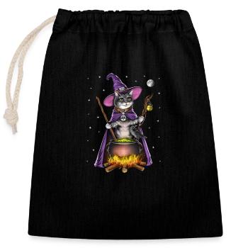 Sorcière du chat - Sac cadeau en coton avec cordon (25 x 30 cm) - noir - Devant