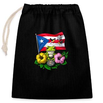 Puerto Rico Boricua Flagge - Verschließbarer Geschenkbeutel aus Baumwolle (25x30cm) - Schwarz - Vorne