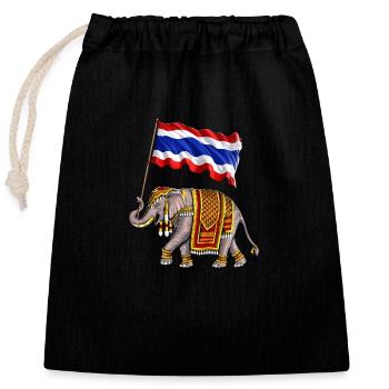 Éléphant de Thaïlande Drapeau Thaï - Sac cadeau en coton avec cordon (25 x 30 cm) - noir - Devant