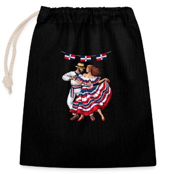 Danse République Dominicaine - Sac cadeau en coton avec cordon (25 x 30 cm) - noir - Devant