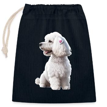 Poodle - Closable cotton gift bag (25x30cm) - navy - Front
