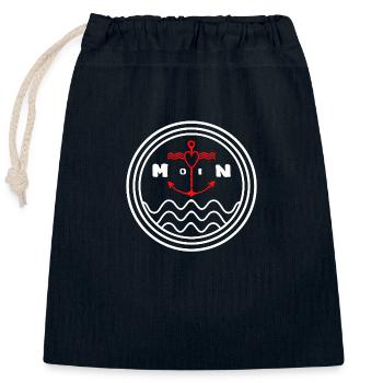 Design Project Moin - Closable cotton gift bag (25x30cm) - navy - Front