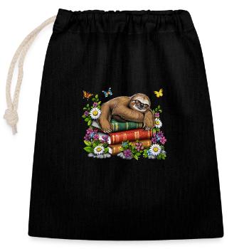 Livres sur les paresseux - Sac cadeau en coton avec cordon (25 x 30 cm) - noir - Devant