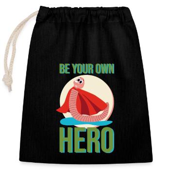 Regenwurm Superheld Held Hero Cape Pfütze Geschenk - Verschließbarer Geschenkbeutel aus Baumwolle (25x30cm) - Schwarz - Vorne