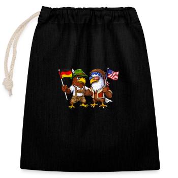 Aigle allemand Pygargue à tête blanche américain - Sac cadeau en coton avec cordon (25 x 30 cm) - noir - Devant