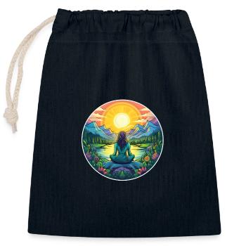 Meditation - Closable cotton gift bag (25x30cm) - navy - Front