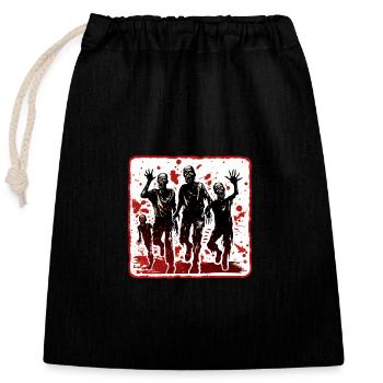 Avertissement de zombies d’Halloween - Sac cadeau en coton avec cordon (25 x 30 cm) - noir - Devant