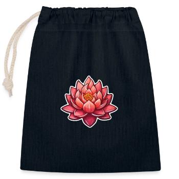 Lotus Flower - Closable cotton gift bag (25x30cm) - navy - Front