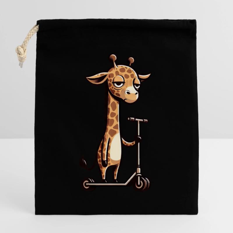 Grumpy Giraffe on Roller Comic Fun Closable cotton gift bag (25x30cm)