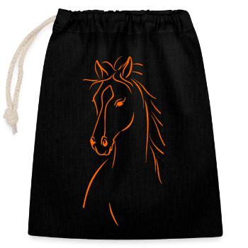 Elegant Horse Silhouette - Closable cotton gift bag (25x30cm) - black - Front