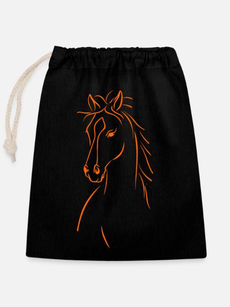 Elegante Pferdesilhouette - Verschließbarer Geschenkbeutel aus Baumwolle (25x30cm) - Schwarz