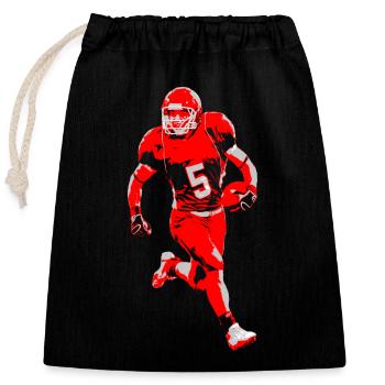 Roter Footballspieler Sprint - Verschließbarer Geschenkbeutel aus Baumwolle (25x30cm) - Schwarz - Vorne