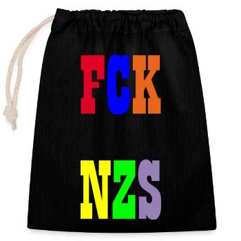 FCK NZS - Closable cotton gift bag (25x30cm) - black - Front