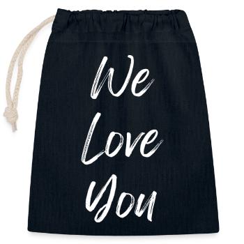 We love you - Closable cotton gift bag (25x30cm) - navy - Front