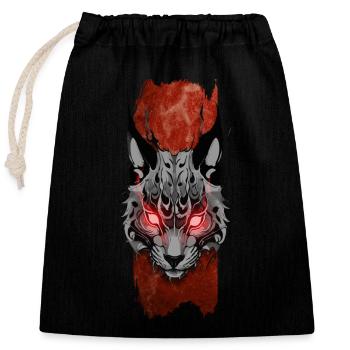 Stealthy Sovereign: Lynx in the Shadows - Closable cotton gift bag (25x30cm) - black - Front