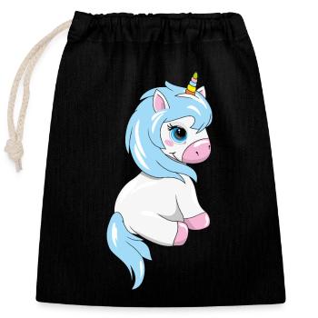 Timide mignon bébé licorne - Sac cadeau en coton avec cordon (25 x 30 cm) - noir - Devant